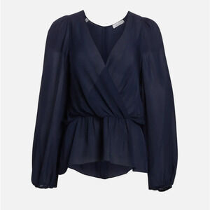 A.L.C. Eli Surplice V-Neck Faux Wrap Silk Chiffon Blouse Top Nordstrom 2 $375